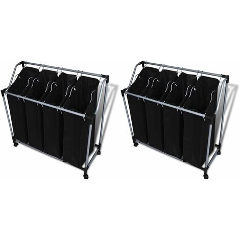 vidaXL Portabiancheria 2 pz Nero e Grigio