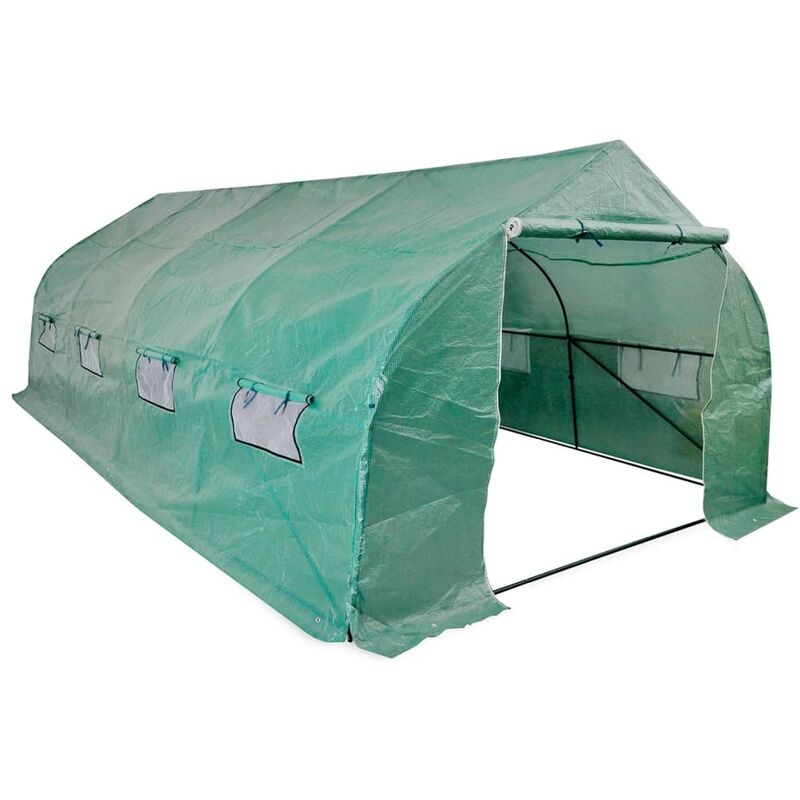 vidaXL Portable Polytunnel Greenhouse Steel Frame Walk-in 18 m² - Green