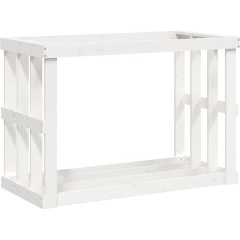 vidaXL Portaceppi da Esterno Bianco 108x52x74 cm Legno Massello Pino