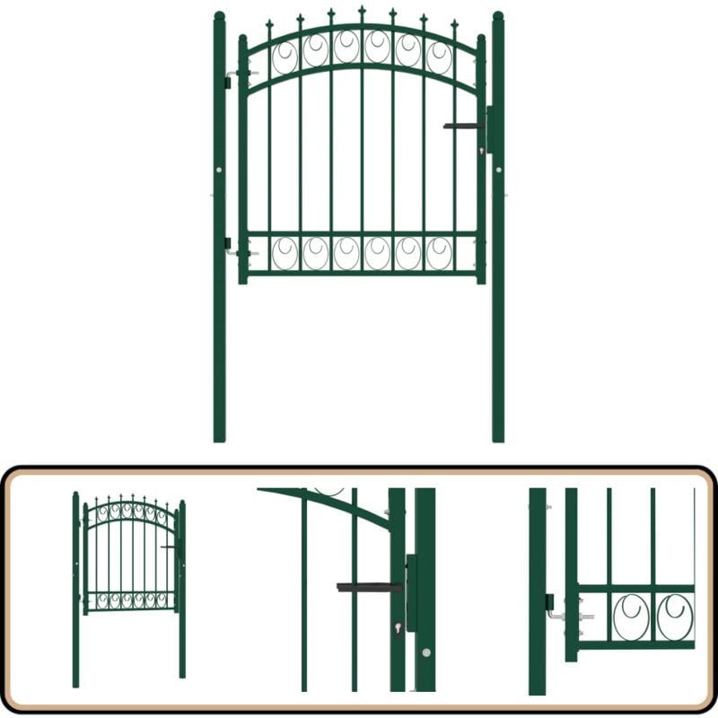 Vidaxl - Portail de clôture avec pointes Acier 100x100 cm Vert