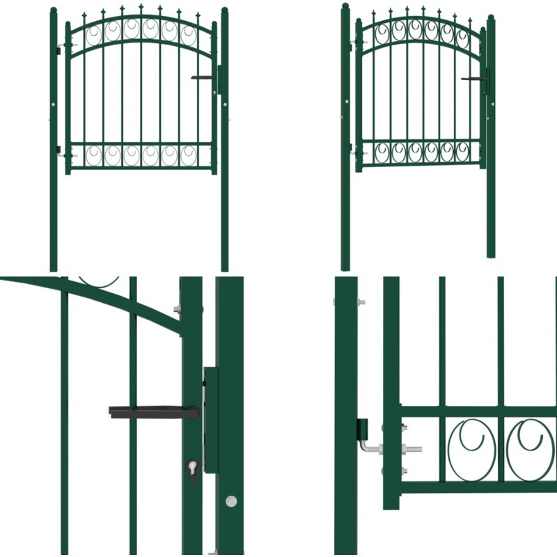 vidaXL Portail de clôture avec pointes Acier 100x100 cm Vert
