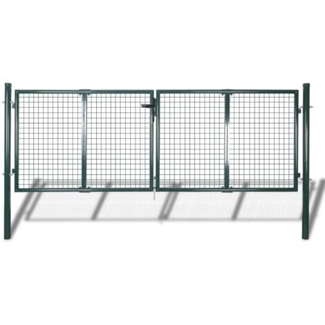 Portail de clôture Acier 306x150 cm Vert