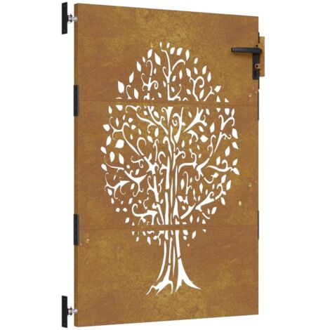 Vidaxl – Portail de jardin 85x125 cm en acier corten – Anti-corrosif – Système verrouillable – Couleur rouillée – Design élégant