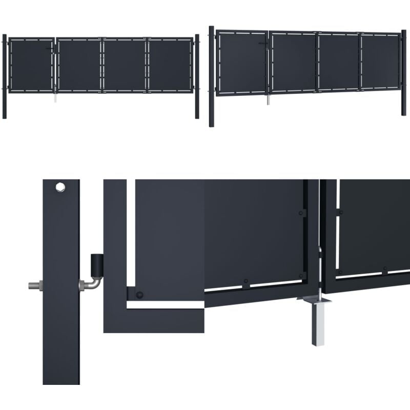 Vidaxl - Portail de jardin Acier 350 x 75 cm Anthracite