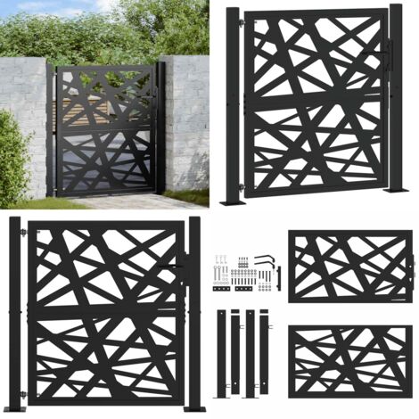 vidaXL Portail de jardin noir 105x106 cm acier conception de lumière