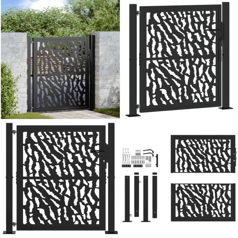 Vidaxl - Portail de jardin noir 105x106 cm acier conception de tracés