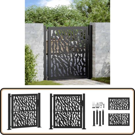 vidaXL Portail de jardin noir 105x106 cm acier conception de tracés