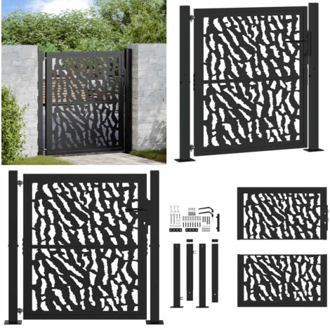 vidaXL Portail de jardin noir 105x106 cm acier conception de tracés