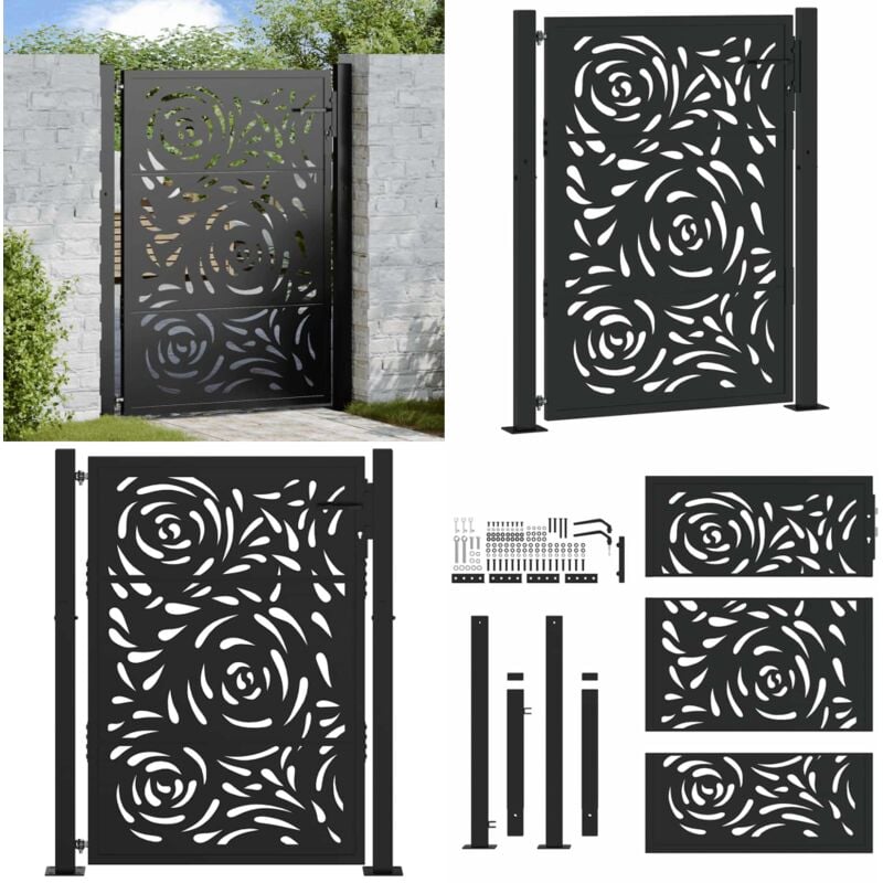 Vidaxl - Portail de jardin noir 105x130 cm acier conception de flamme