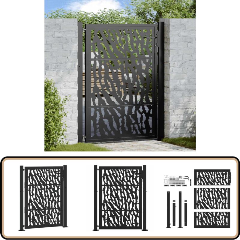 Vidaxl - Portail de jardin noir 105x130 cm acier conception de tracés