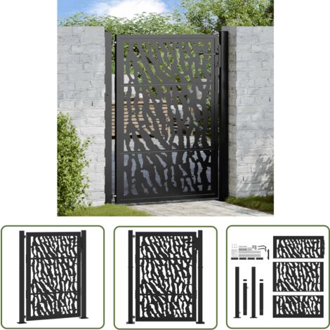 vidaXL Portail de jardin noir 105x130 cm acier conception de tracés
