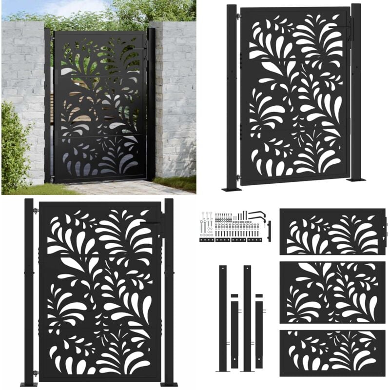 Vidaxl - Portail de jardin noir 105x130 cm acier conception de vagues