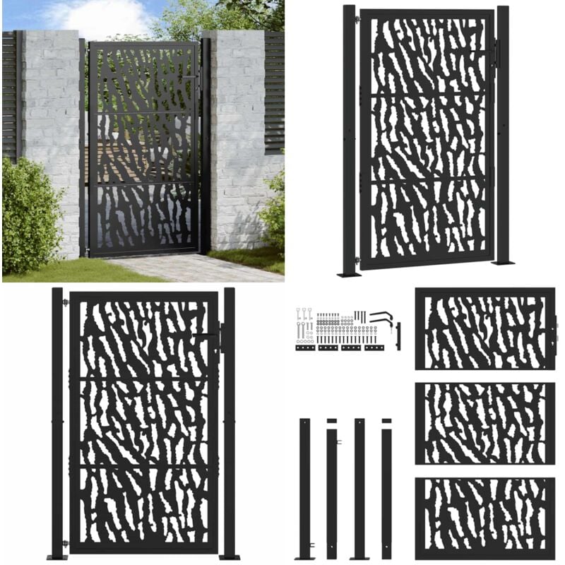 Vidaxl - Portail de jardin noir 105x155 cm acier conception de tracés