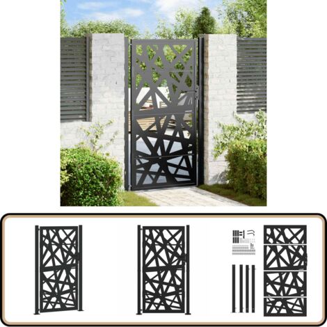 vidaXL Portail de jardin noir 105x180 cm acier conception de lumière