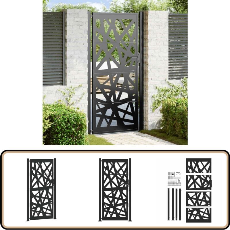 Vidaxl - Portail de jardin noir 105x205 cm acier conception de lumière