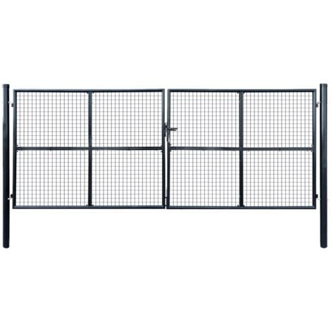 vidaXL Portail en maille de jardin Acier galvanisé 400 x 150 cm Gris
