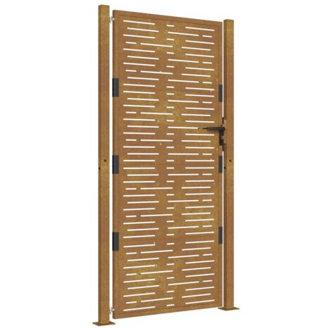 Vidaxl – Portail fer et acier 105x180 cm – Acier corten anti-corrosif – Système verrouillable – Installation facile avec accessoires