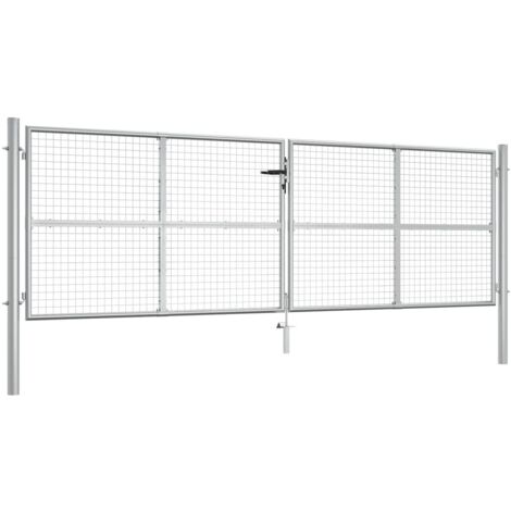 Vidaxl – Porte de jardin en acier galvanisé 415x175 cm – Résistante à la corrosion – Installation facile avec charnière à boulon – Serrure incluse