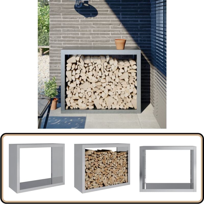 vidaXL Portant de bois de chauffage 100x40x80 cm acier galvanisé