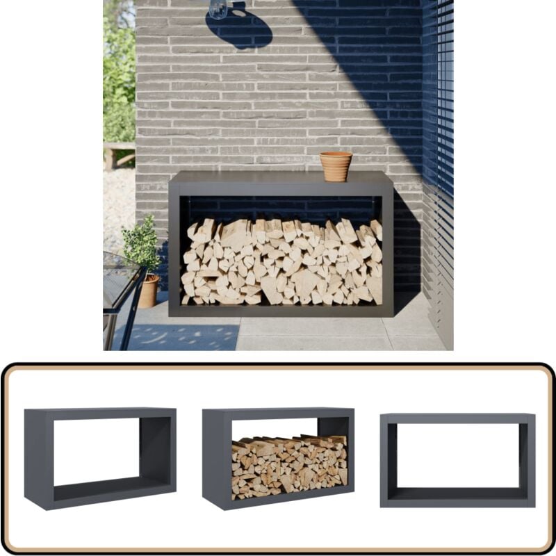 Portant de bois de chauffage anthracite 100x40x60 cm acier - Vidaxl