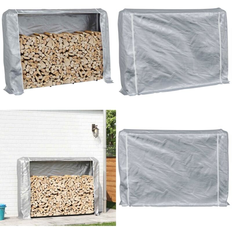 Portant de bois de chauffage et housse de pluie acier galvanisé - Vidaxl