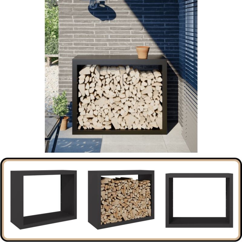 Vidaxl - Portant de bois de chauffage noir 100x40x80 cm acier