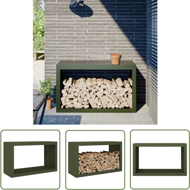 vidaXL Portant de bois de chauffage vert 100x40x60 cm acier
