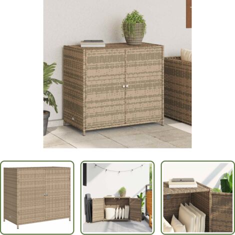 vidaXL Portaoggetti da giardino -  Armadietto Portaoggetti Giardino Beige 83x45x76 cm Polyrattan