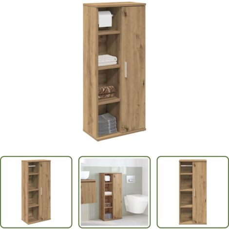 vidaXL Portarotolo carta -  Mobile da Bagno con Portarotolo Rovere Artigianale 39x22x90 cm