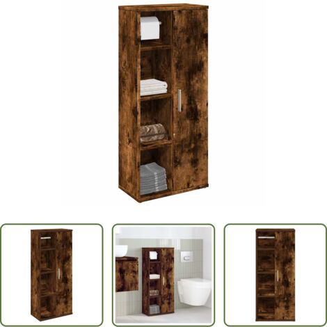 vidaXL Portarotolo carta -  Mobile da Bagno con Portarotolo Rovere Fumo 39x22x90 cm
