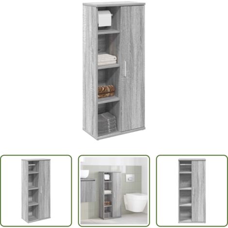 vidaXL Portarrollos -  Mueble de baño con portarrollos gris Sonoma 39x22x90 cm