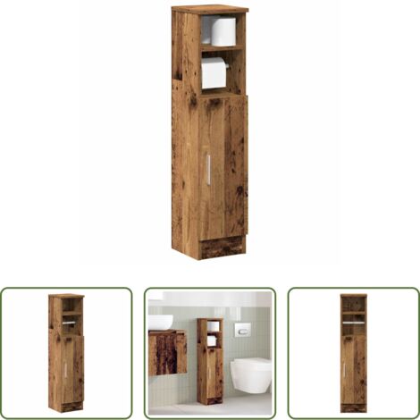 vidaXL Portarrollos -  Mueble de baño con portarrollos madera envejecida 20,5x22x90 cm