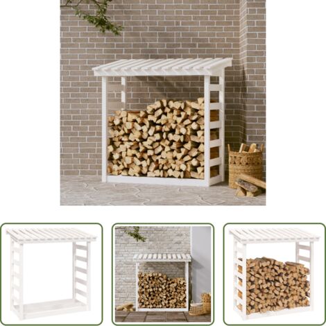 vidaXL Porte-bûches -  Support pour bois de chauffage Blanc 108x64,5x110cm Bois de pin