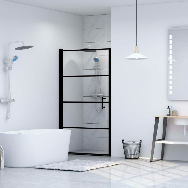 Inlife Porte de douche Verre trempé 100x178 cm Noir