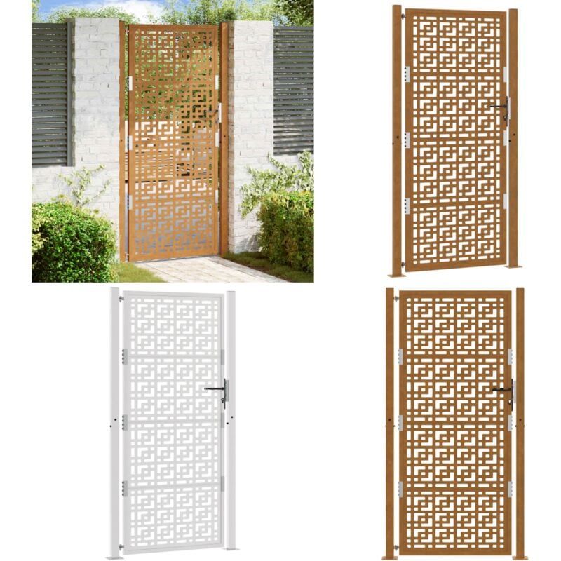 Vidaxl - Porte de jardin acier résistant aux intempéries design croisé