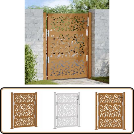 vidaXL Porte de jardin acier résistant aux intempéries design feuilles