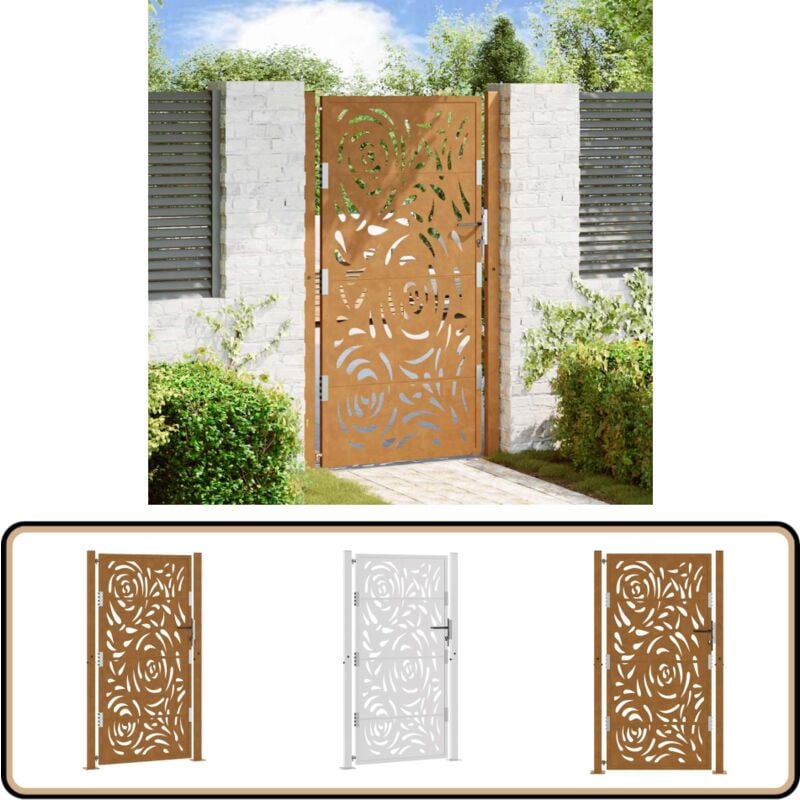 Vidaxl - Porte de jardin acier résistant aux intempéries design flamme