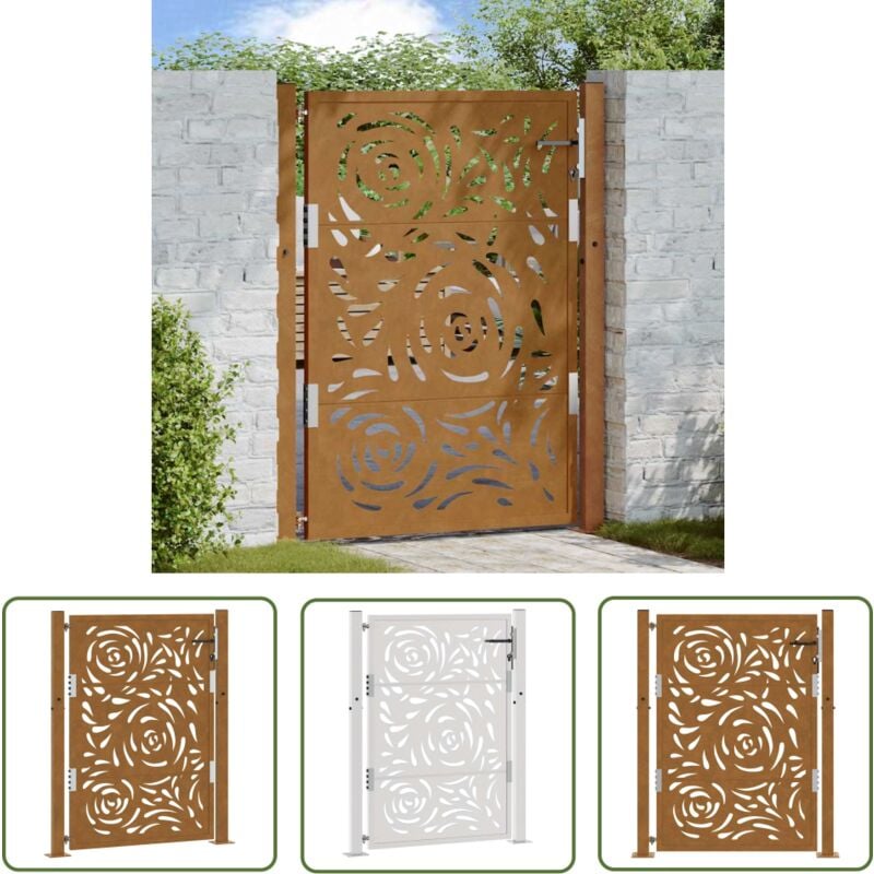 The Living Store - vidaXL Porte de jardin acier résistant aux intempéries design flamme