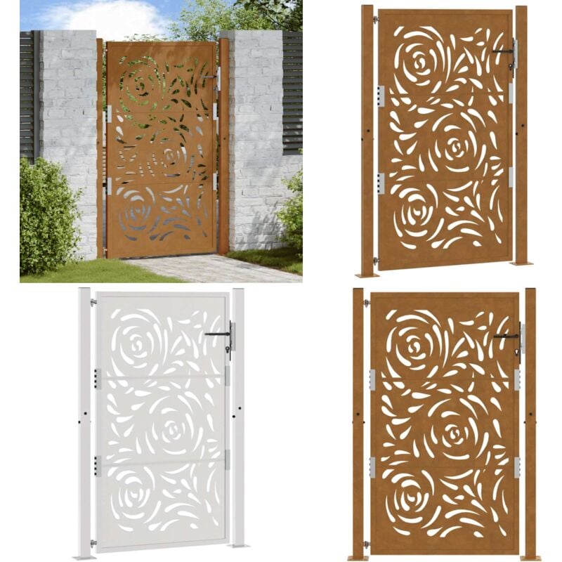 Vidaxl - Porte de jardin acier résistant aux intempéries design flamme