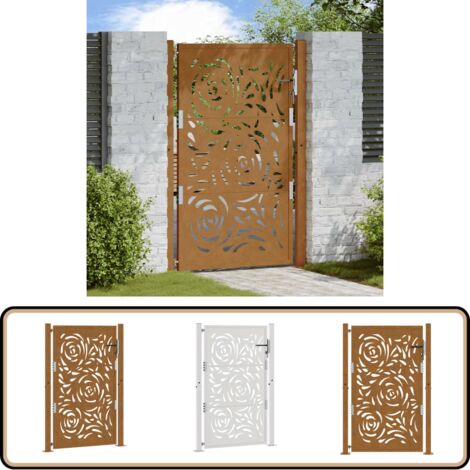 vidaXL Porte de jardin acier résistant aux intempéries design flamme