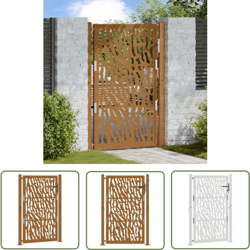 The Living Store - vidaXL Porte de jardin acier résistant aux intempéries design tracés