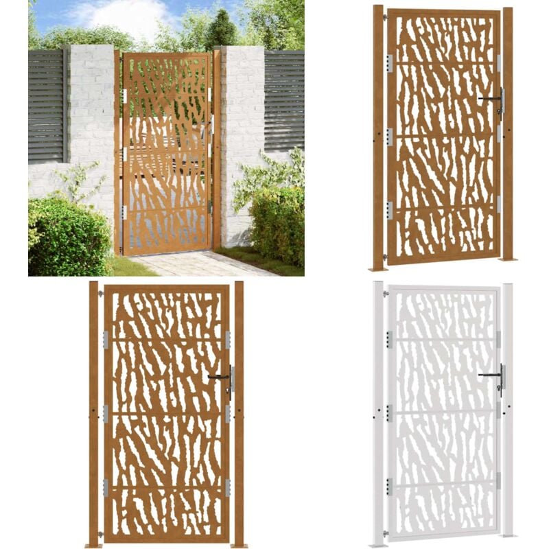 Vidaxl - Porte de jardin acier résistant aux intempéries design tracés