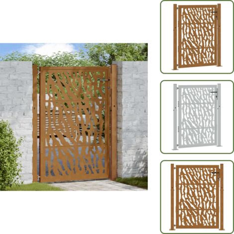vidaXL Porte de jardin acier résistant aux intempéries design tracés
