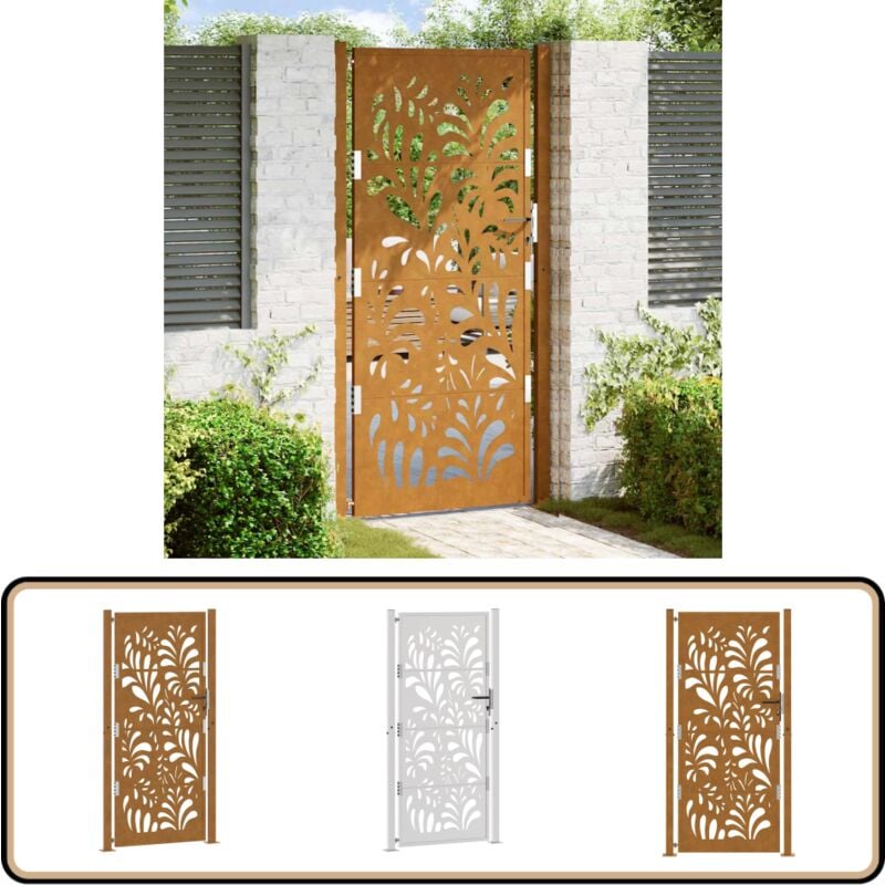 Vidaxl - Porte de jardin acier résistant aux intempéries design vagues