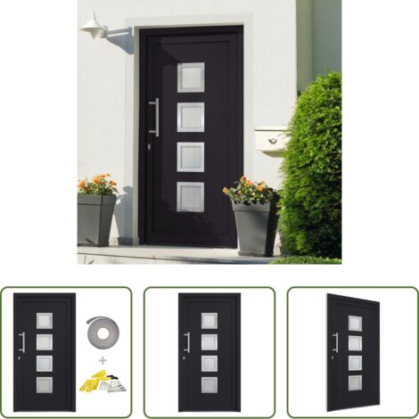 vidaXL Porte en aluminium -  Porte d'entrée Anthracite 98x200 cm