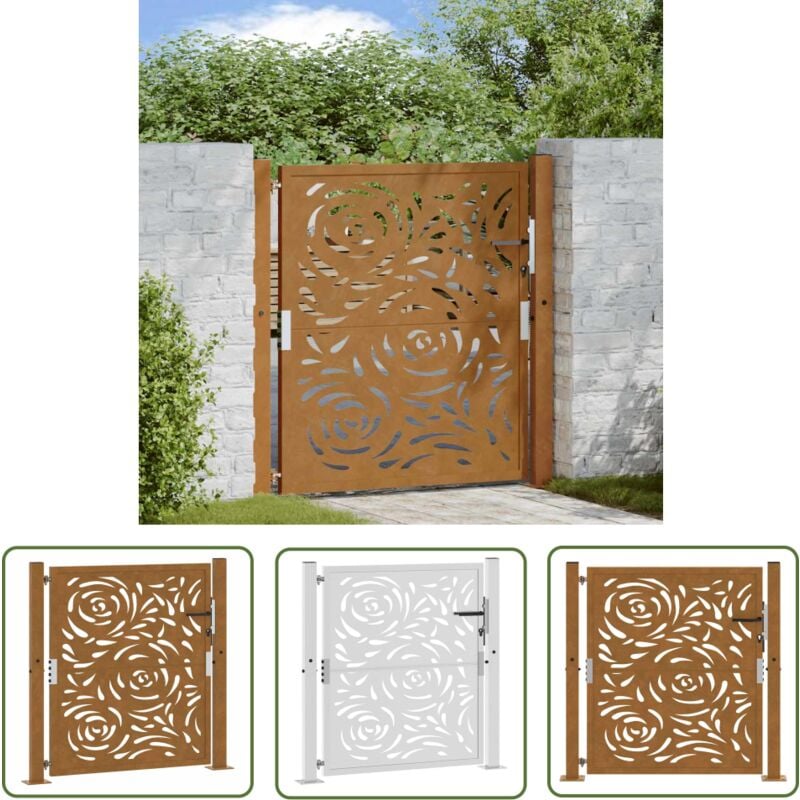 The Living Store - vidaXL Porte jardin acier résistant aux intempéries conception flamme