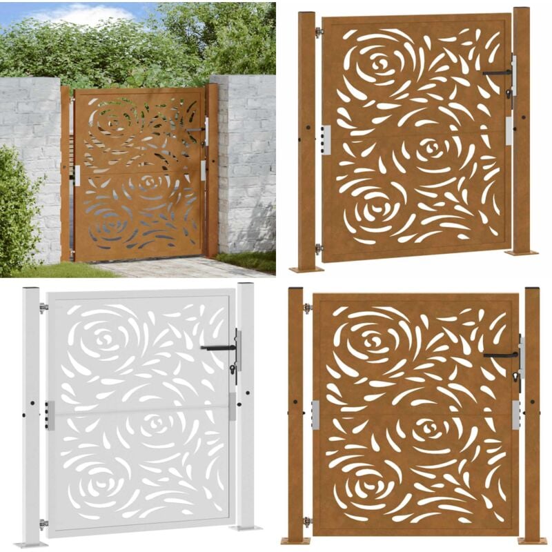 Vidaxl - Porte jardin acier résistant aux intempéries conception flamme