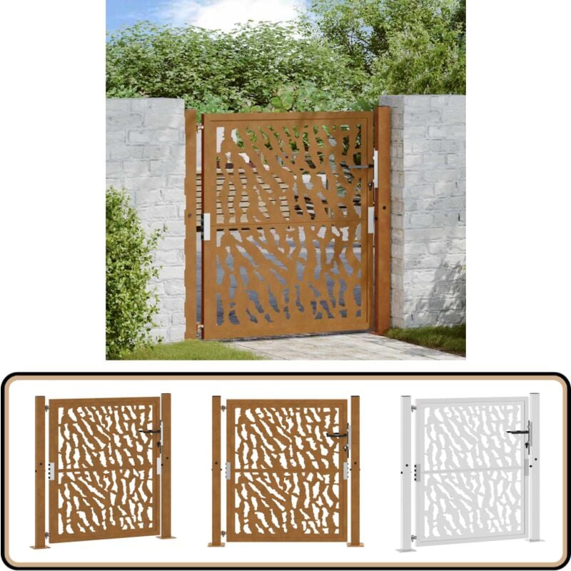 Vidaxl - Porte jardin acier résistant aux intempéries conception tracés