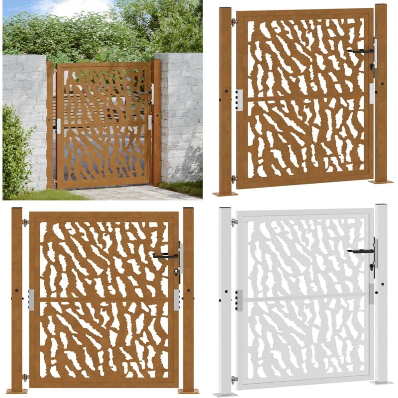 Vidaxl - Porte jardin acier résistant aux intempéries conception tracés