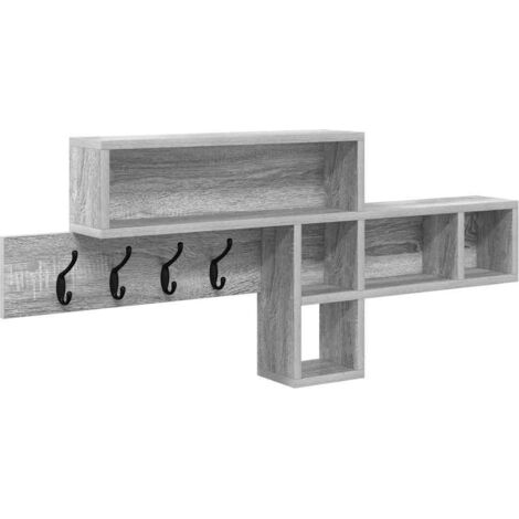 vidaXL Porte-manteau mural avec étagère Gris Sonoma 100 x 12 x 43,5 cm